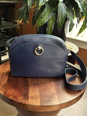 CELINE Door Knocker Leather Shoulder Bag, Navy